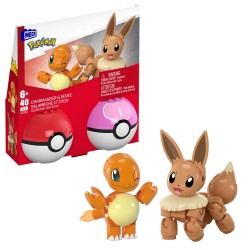 MEGA Pokémon - 2 Poké Balls con Charmander e EeVee, set da costruire con 40 pezzi