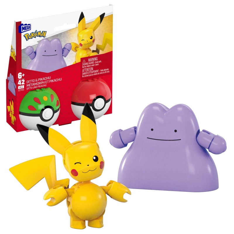 MEGA Pokémon - 2 Poké Balls con Pikachu e Ditto, set da costruire con 42 pezzi